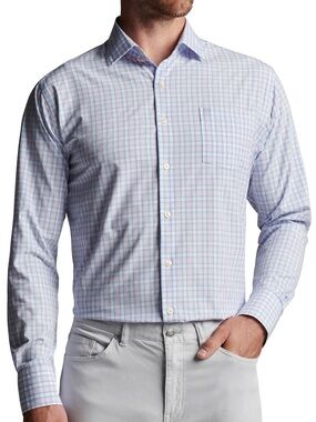 Peter Millar Summer Comfort UPF 50+ Plaid Button Down Shirt XL Golf Performance
